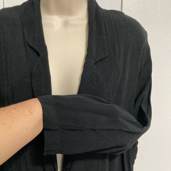 SILENCE + NOISE Cardigan Duster Maxi Jet Black Womens Large - Picture 2 of 13